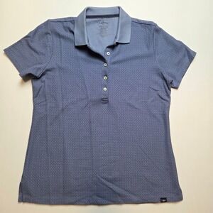 LL Bean Blue Pattern Mens Polo Shirt Slightly Fitted Size Small Regular